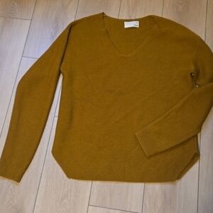 Aritzia V-Neck Sweater in Mustard Brown